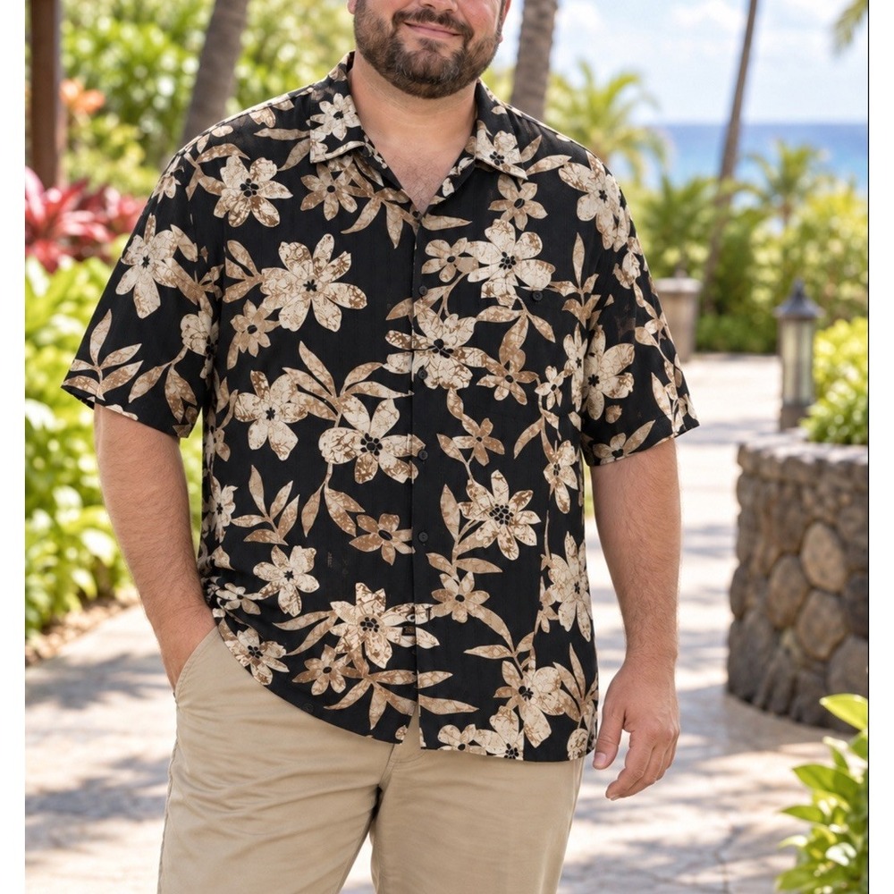TORI RICHARD Honolulu 2XL Men's Floral Abstract Hawaiian Aloha Silk Linen
